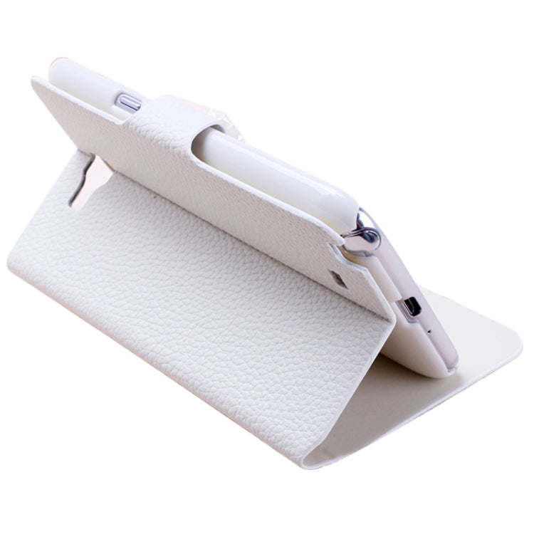 DIY 3D Pearl Flower Diamond Encrusted Leather Case with Credit Card Slots & Holder for Galaxy Note II / N7100(White)
