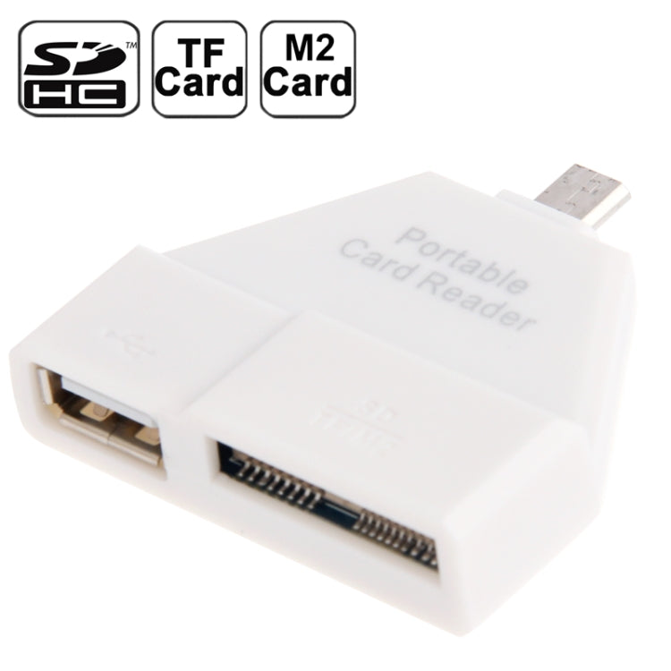 Micro USB Portable Card Reader for Galaxy Tab 3(7.0 / 8.0 / 10.1) P3200 / T3100 / P5200, Galaxy Note 10.1(2014 Edition)/ P600, Galaxy Note III / N9000, Galaxy Note II / N7100, Galaxy S IV / i9500, Support TF / Micro SD / SD(HC) / M2(Black)