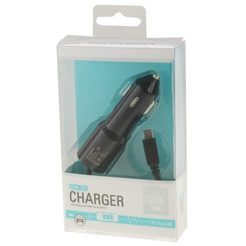5V 2.0A Jointless Structure Micro USB Car Charger for Galaxy S6 / Note III / N9000 / N7100 / i9500, Cable Length: 90cm, Black(Black)