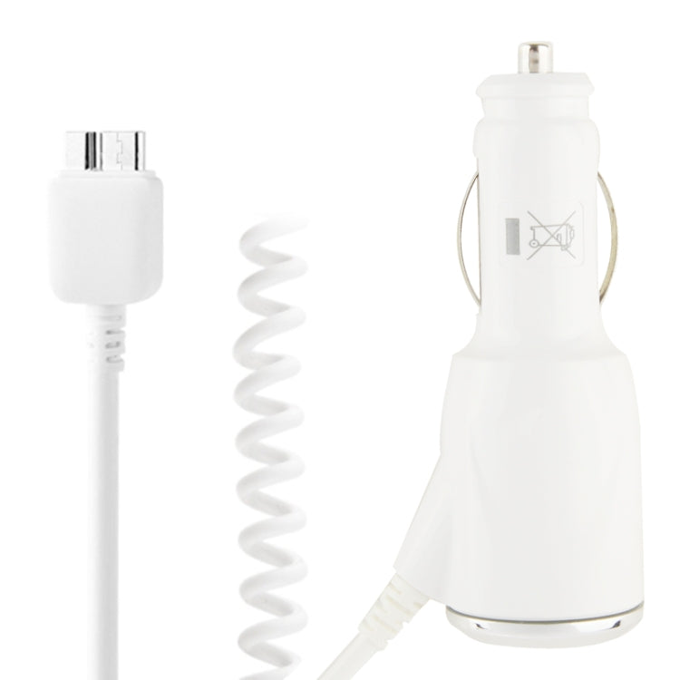 5V 2.1A Jointless Structure Micro USB Car Charger Coiled Cable for Galaxy Note III / N9000   (White)