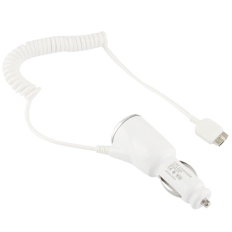 5V 2.1A Jointless Structure Micro USB Car Charger Coiled Cable for Galaxy Note III / N9000   (White)