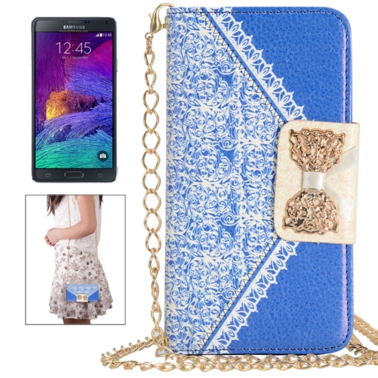 Bowknot Wallet Style Leather Case with Chain & Card Slots for Galaxy Note 4