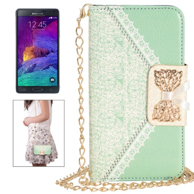 Bowknot Wallet Style Leather Case with Chain & Card Slots for Galaxy Note 4