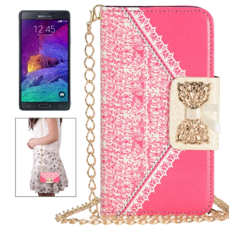 Bowknot Wallet Style Leather Case with Chain & Card Slots for Galaxy Note 4