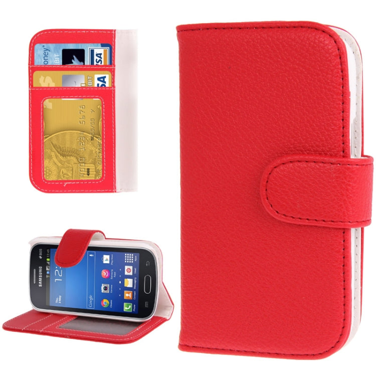 Litchi Texture Leather Case with Credit Card Slots & Holder for Galaxy Trend S7392