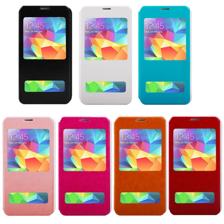 Crazy Horse Texture Flip Leather Case with Call Display ID & Holder for Galaxy S5 / G900