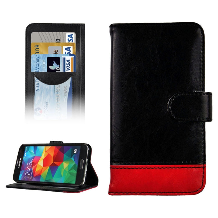 2-color Series Genuine Leather Case with Credit Card Slot & Holder for Galaxy S5 / G900