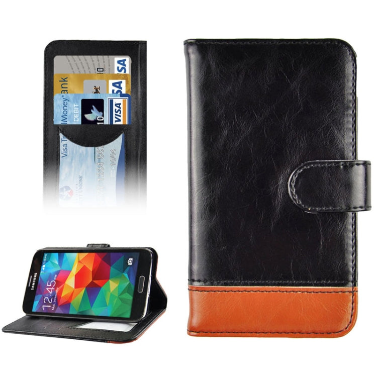 2-color Series Genuine Leather Case with Credit Card Slot & Holder for Galaxy S5 / G900