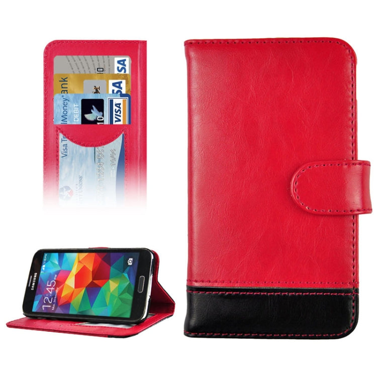 2-color Series Genuine Leather Case with Credit Card Slot & Holder for Galaxy S5 / G900