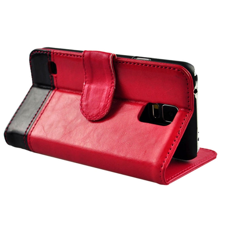 2-color Series Genuine Leather Case with Credit Card Slot & Holder for Galaxy S5 / G900