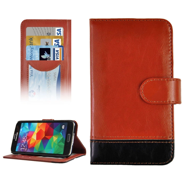 2-color Series Genuine Leather Case with Credit Card Slot & Holder for Galaxy S5 / G900