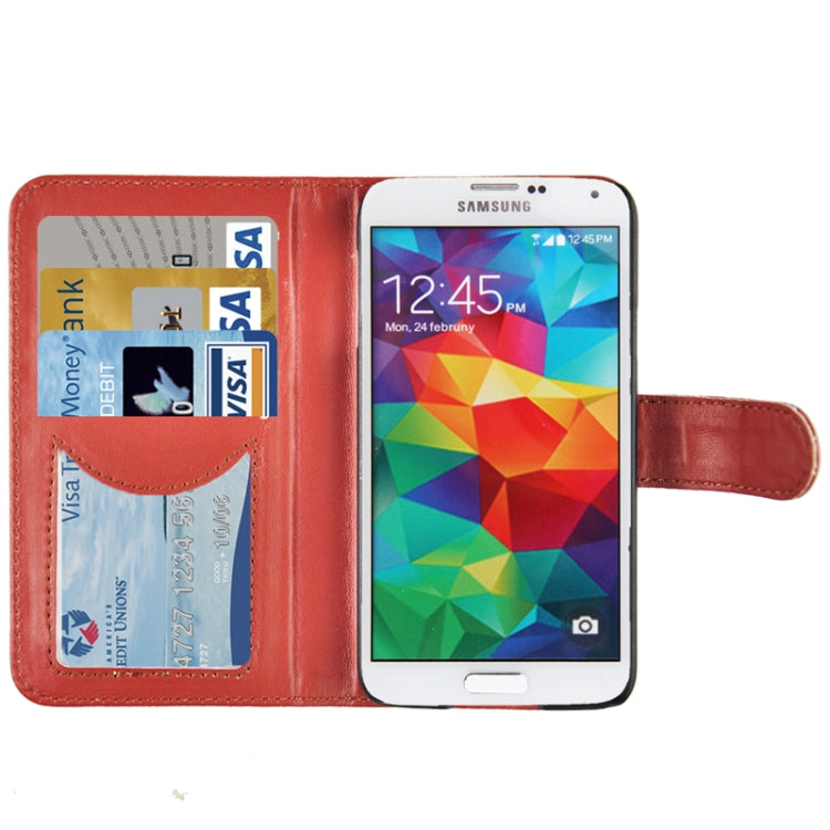 Crazy Horse Texture Genuine Leather Case with Credit Card Slot & Holder for Galaxy S5 / G900(Brown)