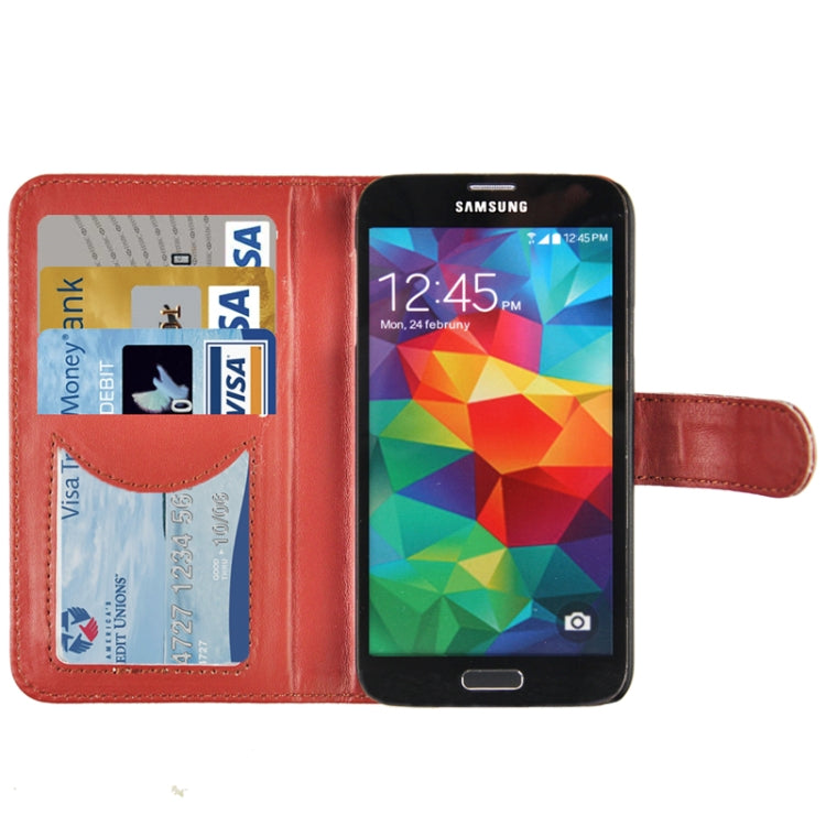 Crazy Horse Texture Genuine Leather Case with Credit Card Slot & Holder for Galaxy S5 / G900(Brown)
