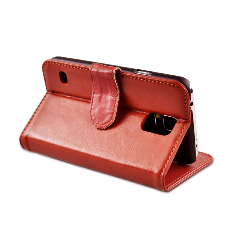 Crazy Horse Texture Genuine Leather Case with Credit Card Slot & Holder for Galaxy S5 / G900(Brown)