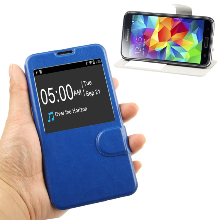 Crazy Horse Texture Horizontal Flip Leather Case with Call Display ID for Galaxy S5 / G900
