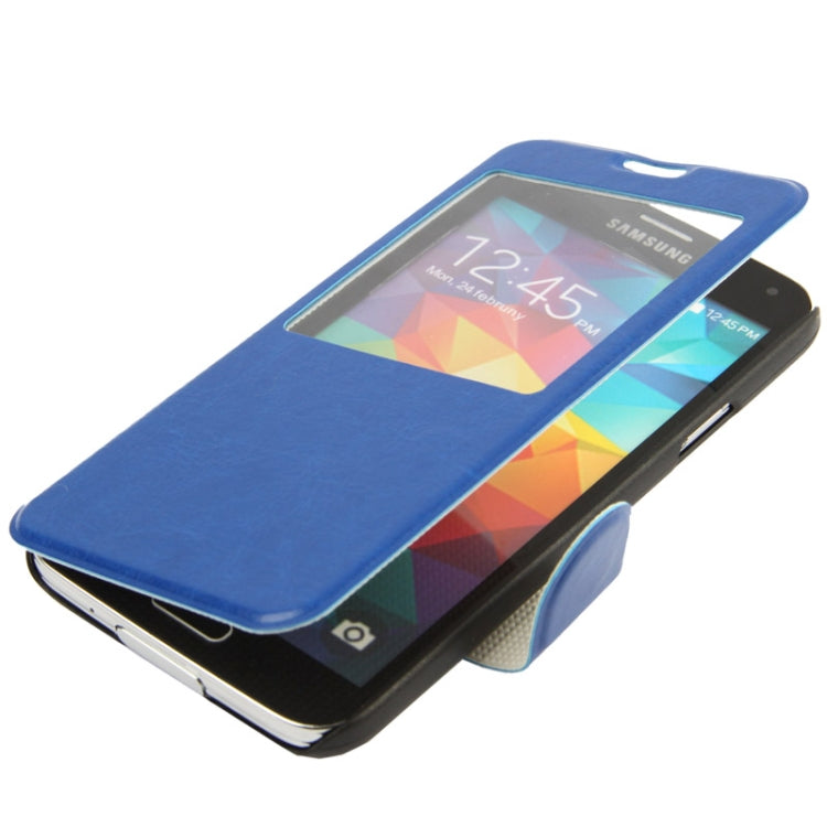 Crazy Horse Texture Horizontal Flip Leather Case with Call Display ID for Galaxy S5 / G900