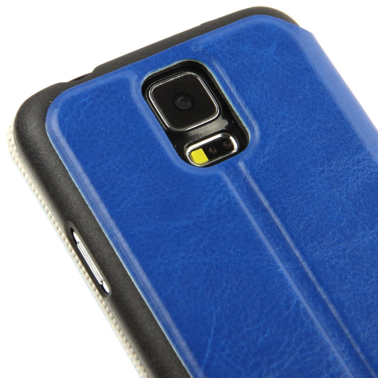 Crazy Horse Texture Horizontal Flip Leather Case with Call Display ID for Galaxy S5 / G900