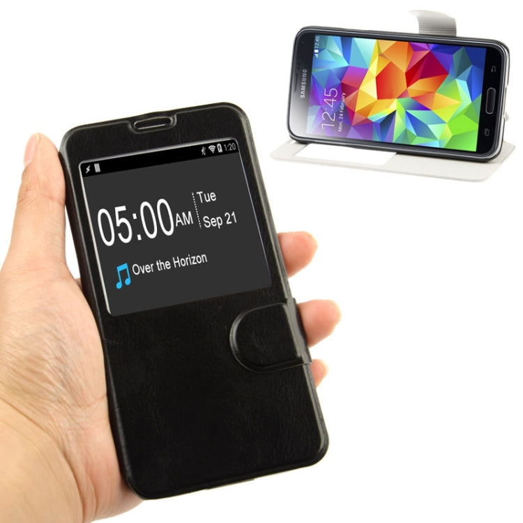 Crazy Horse Texture Horizontal Flip Leather Case with Call Display ID for Galaxy S5 / G900