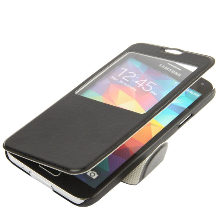 Crazy Horse Texture Horizontal Flip Leather Case with Call Display ID for Galaxy S5 / G900