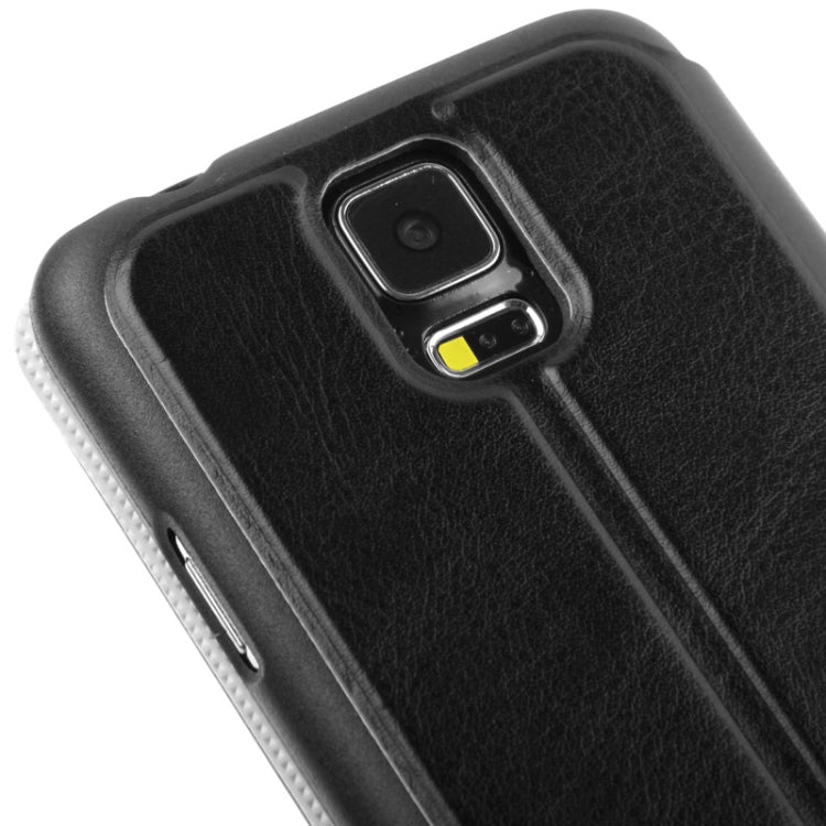 Crazy Horse Texture Horizontal Flip Leather Case with Call Display ID for Galaxy S5 / G900