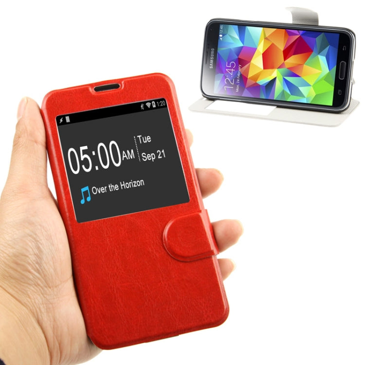 Crazy Horse Texture Horizontal Flip Leather Case with Call Display ID for Galaxy S5 / G900