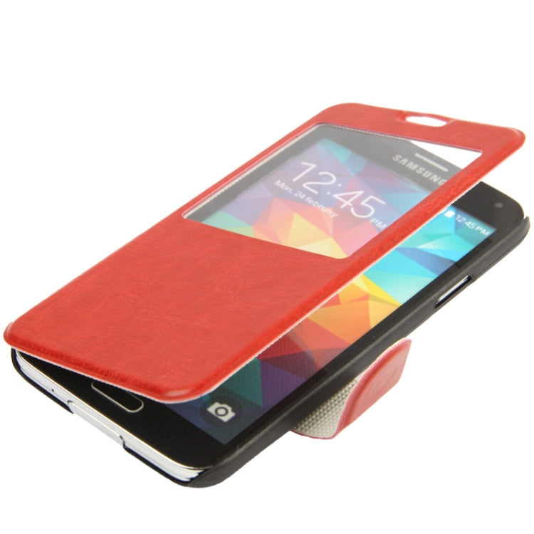Crazy Horse Texture Horizontal Flip Leather Case with Call Display ID for Galaxy S5 / G900