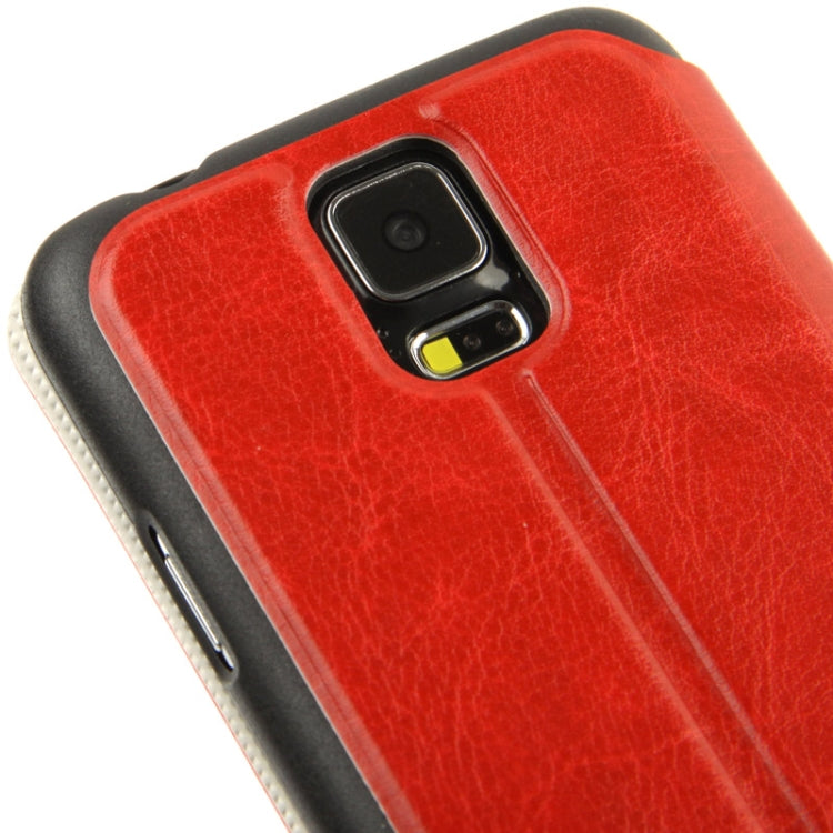 Crazy Horse Texture Horizontal Flip Leather Case with Call Display ID for Galaxy S5 / G900