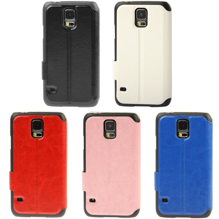 Crazy Horse Texture Horizontal Flip Leather Case with Call Display ID for Galaxy S5 / G900