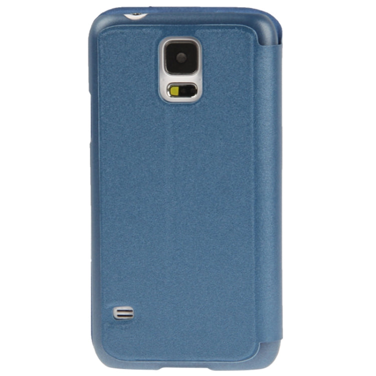 Frosted Line Texture Horizontal Flip Leather Case with Call Display ID & Holder for Galaxy S5 / G900