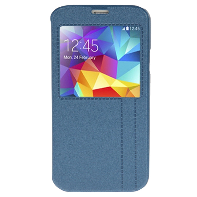 Frosted Line Texture Horizontal Flip Leather Case with Call Display ID & Holder for Galaxy S5 / G900