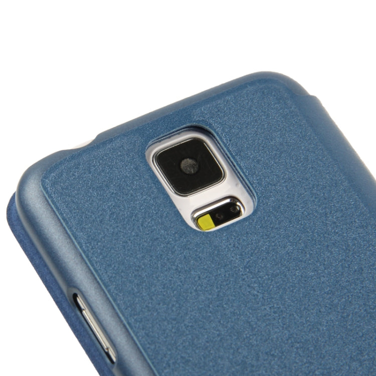 Frosted Line Texture Horizontal Flip Leather Case with Call Display ID & Holder for Galaxy S5 / G900