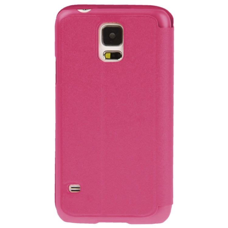 Frosted Line Texture Horizontal Flip Leather Case with Call Display ID & Holder for Galaxy S5 / G900
