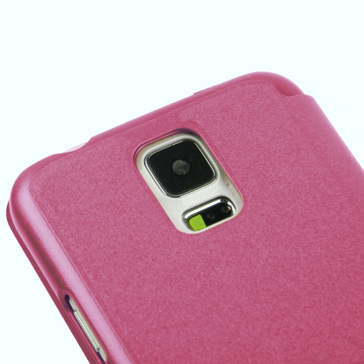 Frosted Line Texture Horizontal Flip Leather Case with Call Display ID & Holder for Galaxy S5 / G900