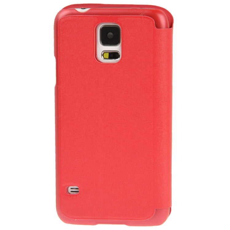 Frosted Line Texture Horizontal Flip Leather Case with Call Display ID & Holder for Galaxy S5 / G900