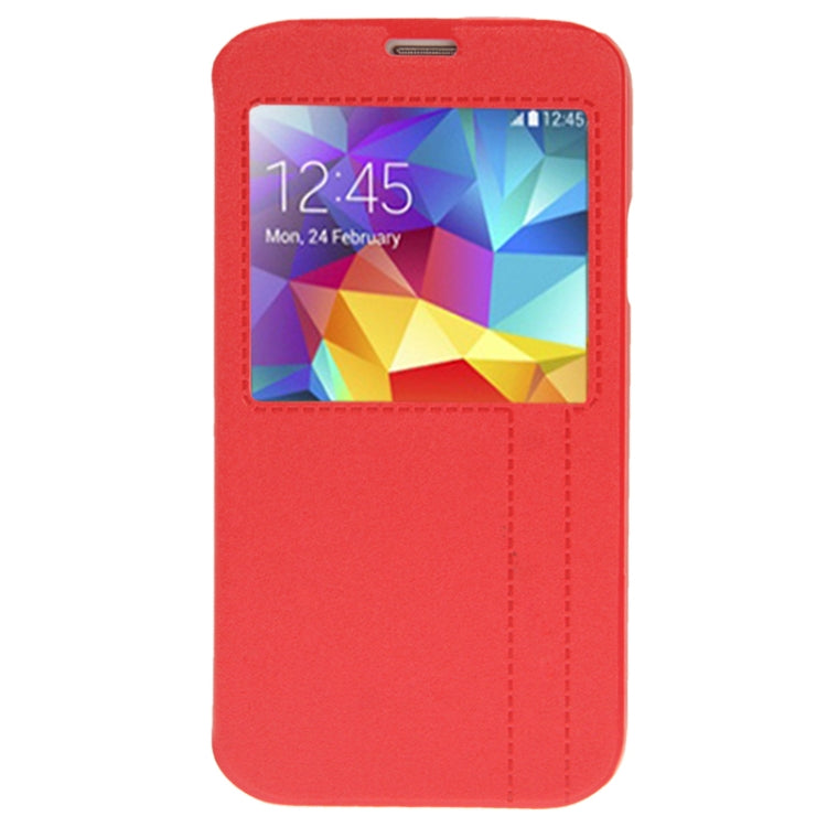 Frosted Line Texture Horizontal Flip Leather Case with Call Display ID & Holder for Galaxy S5 / G900