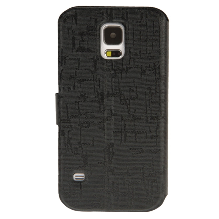 Silver Line Texture Horizontal Flip Leather Case with Call Display ID & Holder for Galaxy S5 / G900