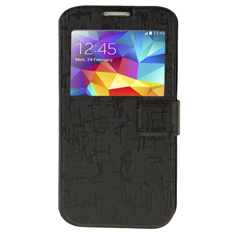 Silver Line Texture Horizontal Flip Leather Case with Call Display ID & Holder for Galaxy S5 / G900