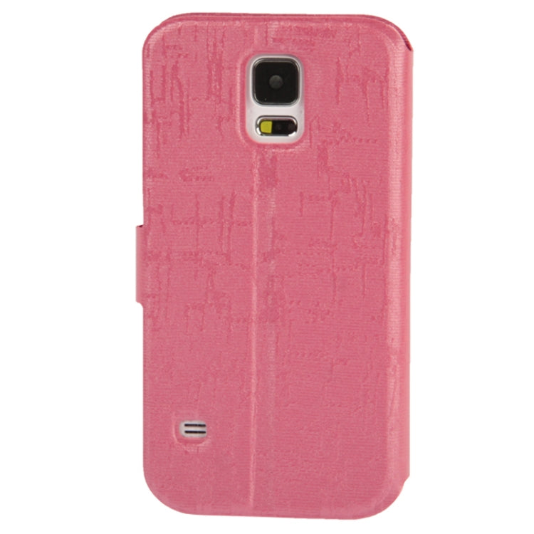 Silver Line Texture Horizontal Flip Leather Case with Call Display ID & Holder for Galaxy S5 / G900