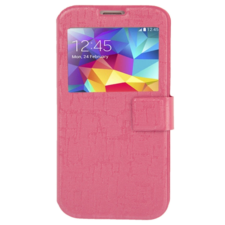 Silver Line Texture Horizontal Flip Leather Case with Call Display ID & Holder for Galaxy S5 / G900