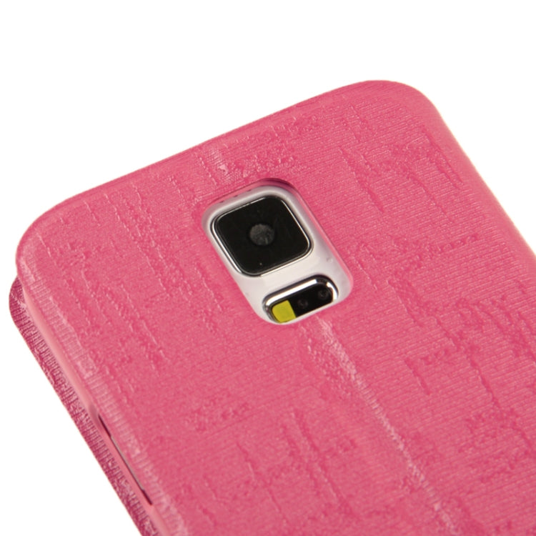 Silver Line Texture Horizontal Flip Leather Case with Call Display ID & Holder for Galaxy S5 / G900