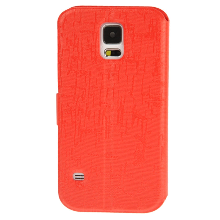 Silver Line Texture Horizontal Flip Leather Case with Call Display ID & Holder for Galaxy S5 / G900