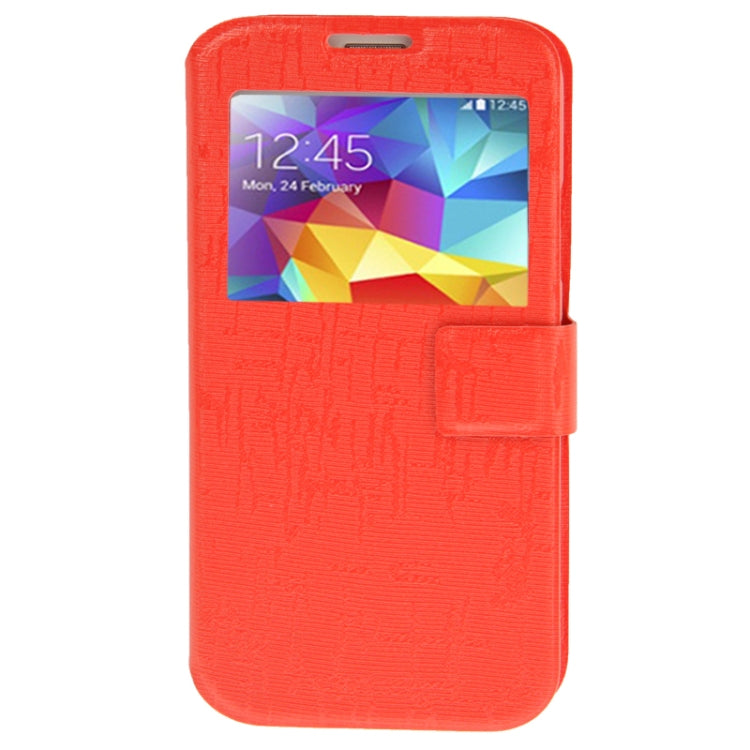 Silver Line Texture Horizontal Flip Leather Case with Call Display ID & Holder for Galaxy S5 / G900