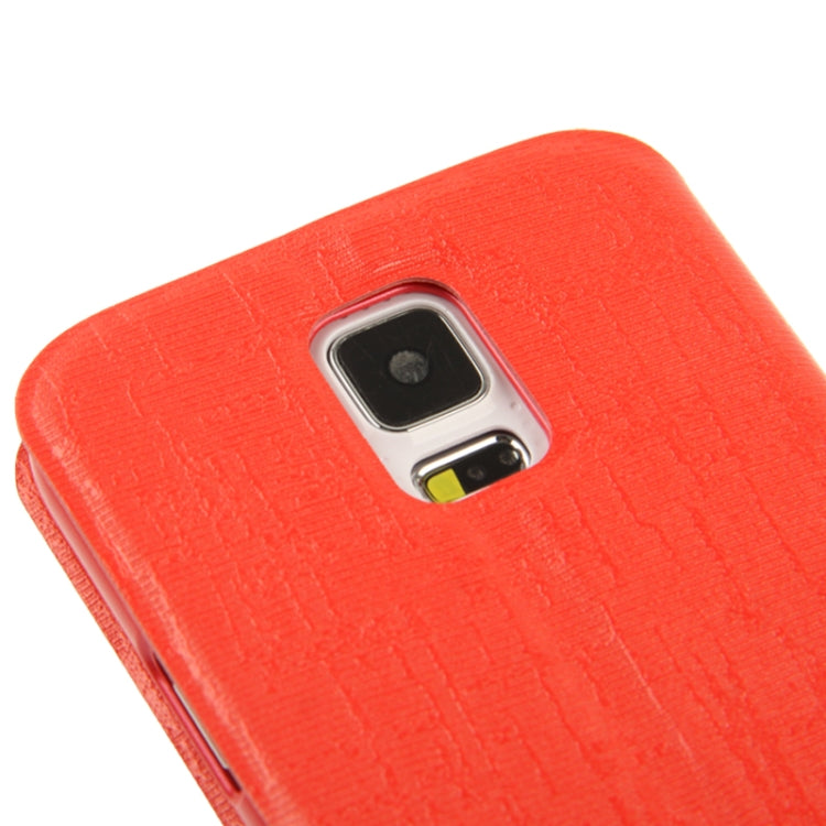 Silver Line Texture Horizontal Flip Leather Case with Call Display ID & Holder for Galaxy S5 / G900