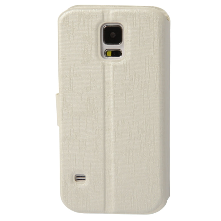 Silver Line Texture Horizontal Flip Leather Case with Call Display ID & Holder for Galaxy S5 / G900
