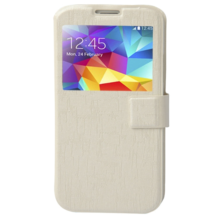 Silver Line Texture Horizontal Flip Leather Case with Call Display ID & Holder for Galaxy S5 / G900