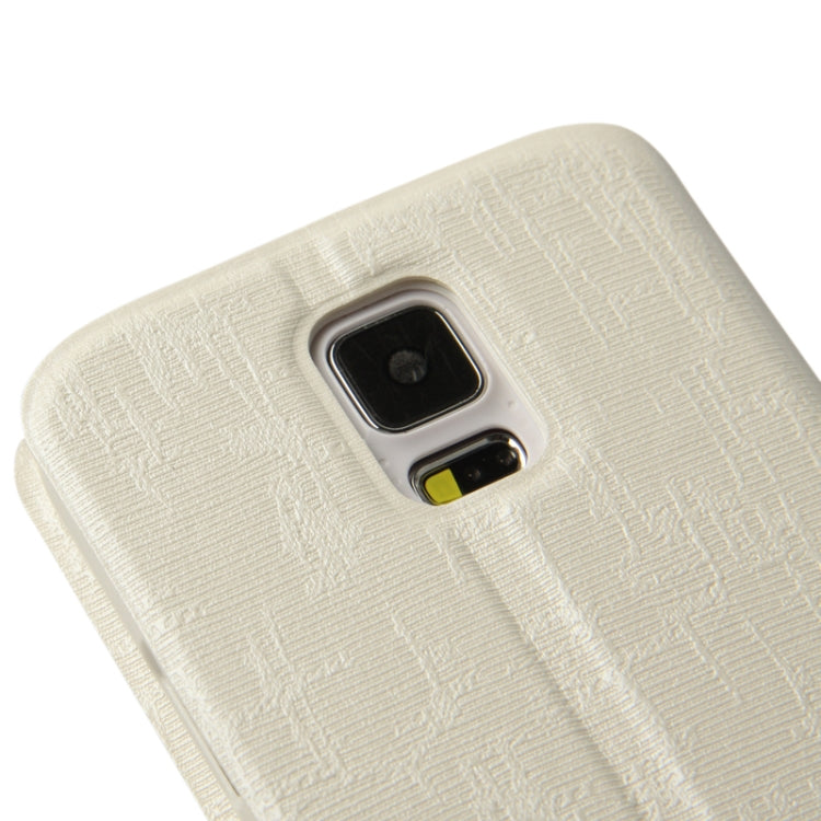 Silver Line Texture Horizontal Flip Leather Case with Call Display ID & Holder for Galaxy S5 / G900