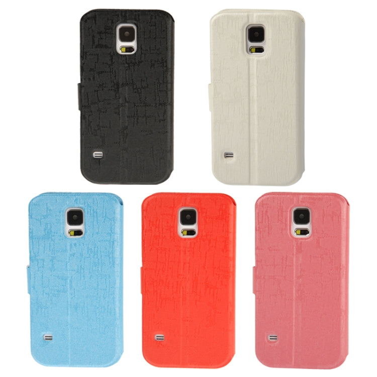 Silver Line Texture Horizontal Flip Leather Case with Call Display ID & Holder for Galaxy S5 / G900
