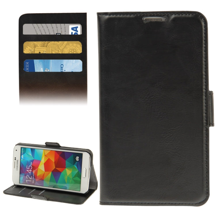 Crazy Horse Texture Leather Case with Credit Card Slots & Holder for Galaxy S5 / G900 (Black)