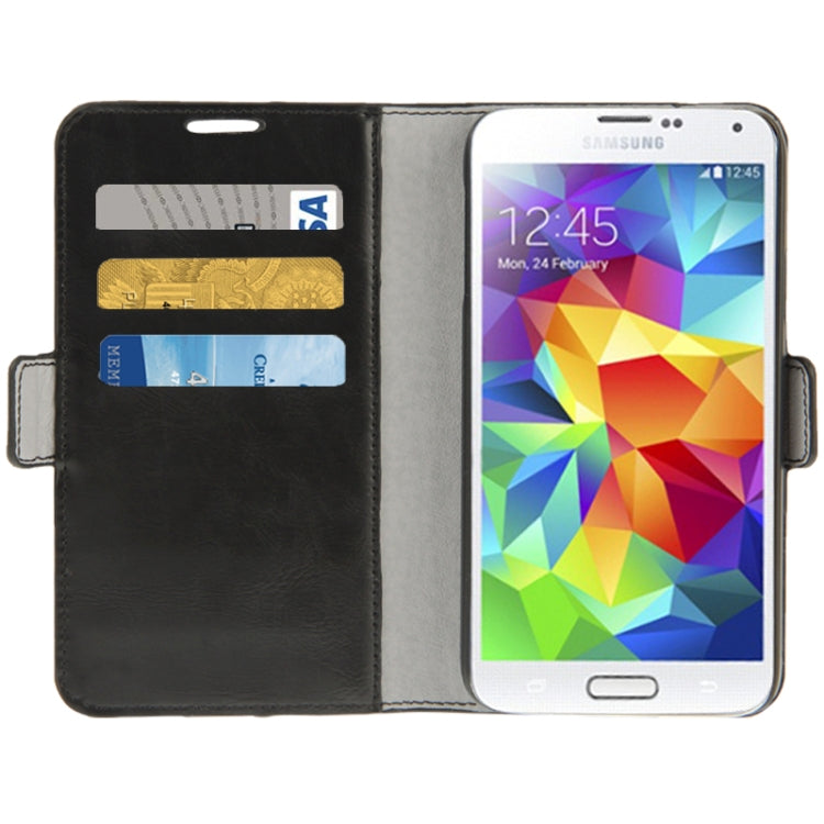 Crazy Horse Texture Leather Case with Credit Card Slots & Holder for Galaxy S5 / G900 (Black)