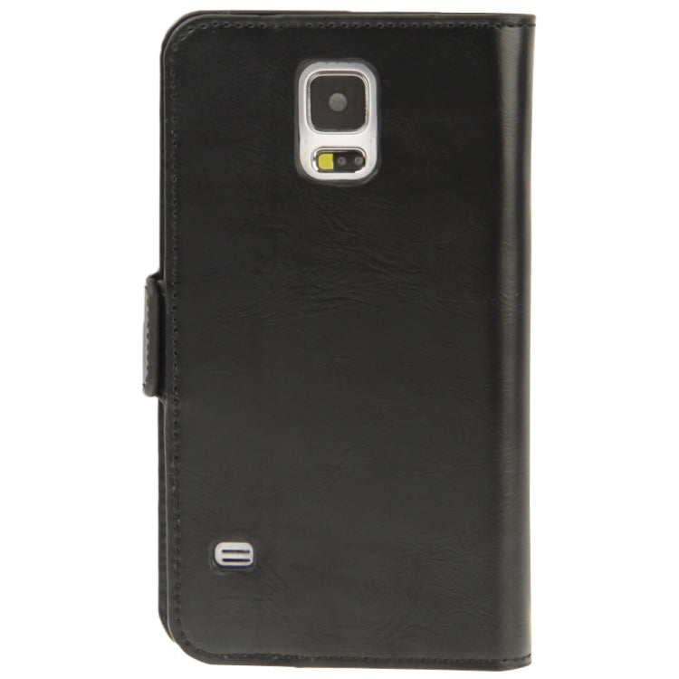 Crazy Horse Texture Leather Case with Credit Card Slots & Holder for Galaxy S5 / G900 (Black)
